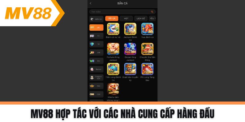 MV88 hợp tác với các nhà cung cấp hàng đầu