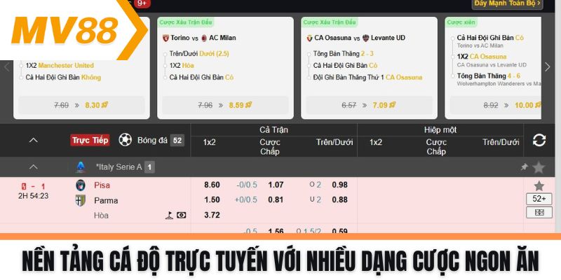 Nền tảng cá độ trực tuyến với nhiều dạng cược ngon ăn