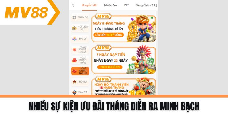 Nhiều sự kiện ưu đãi tháng diễn ra minh bạch