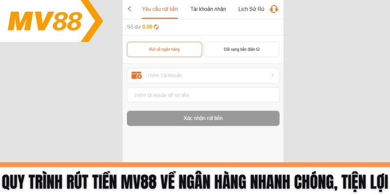 Quy trình rút tiền MV88 về ngân hàng nhanh chóng, tiện lợi