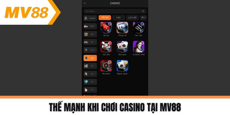 Thế mạnh khi chơi Casino tại MV88