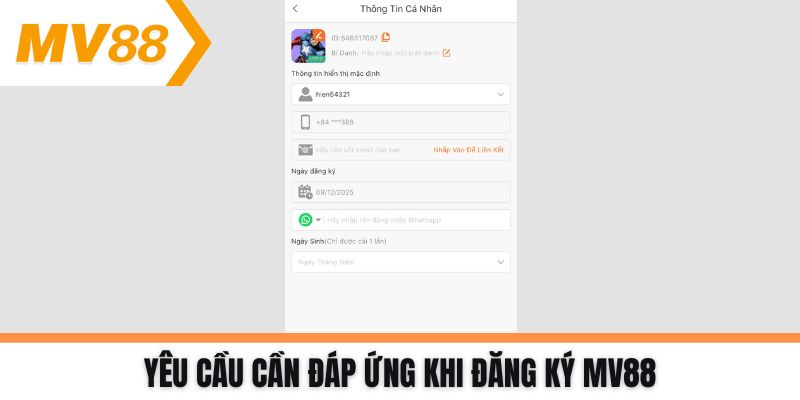 Yêu cầu cần đáp ứng khi đăng ký MV88